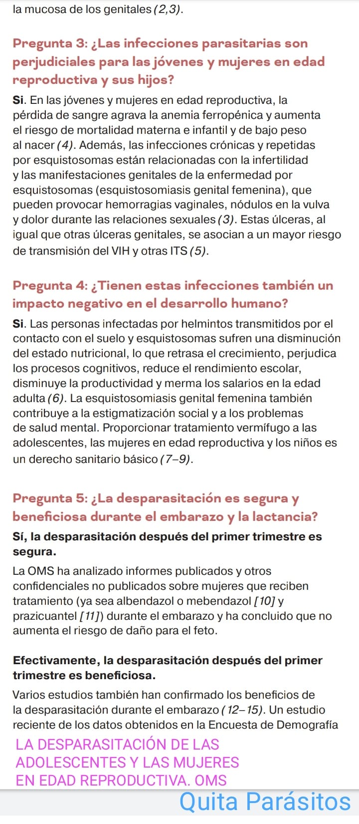 Desparasitación durante el embarazo OMS 2